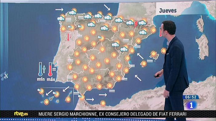 El tiempo - Lluvias en Pirineos y temperaturas altas en nordeste e interior