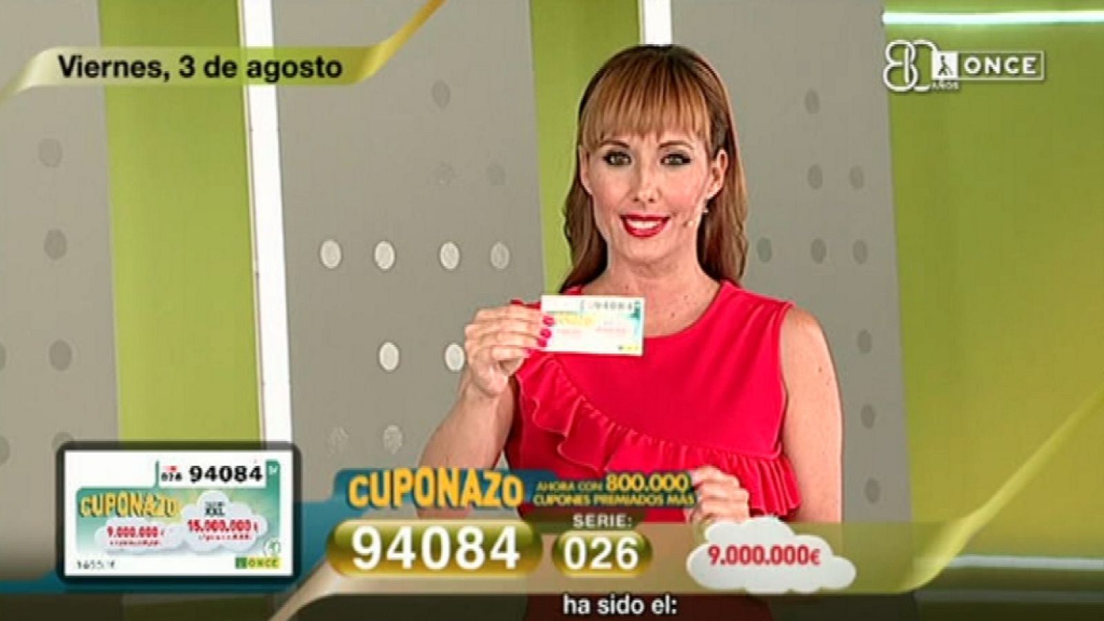 Sorteo ONCE - 03/08/18 - ver hora