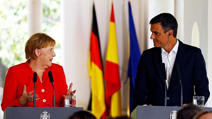 Telediario 1 - Sánchez y Merkel apuestan por reforzar la cooperación con Marruecos para controlar la inmigración irregular
