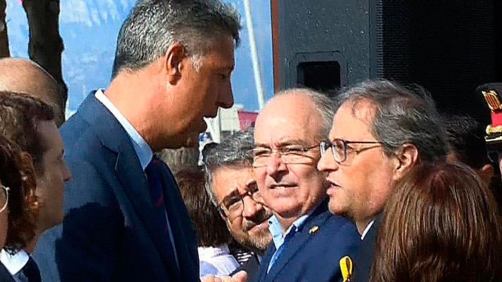 Telediario 1 - Albiol recrimina a Torra su amenaza de "atacar" al Estado en una tensa conversación en el homenaje en Cambrils