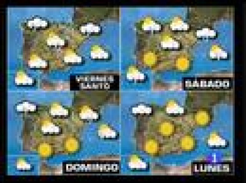  El tiempo será típico de primavera en los días festivos de Semana Santa. La entrada de un frente el jueves provocará lluvias en buena parte del país el viernes, que se desplazarán al nordeste el sábado y desaparecerán totalmente el domingo. 