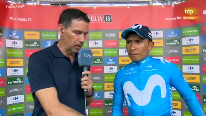 El colombiano del Movistar ha analizado la etapa y la ascensión final a los Lagos de Covadonga.