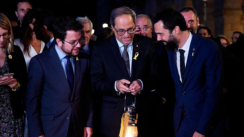 Torra y Torrent encabezan una "marcha por la libertad" en centro de Barcelona