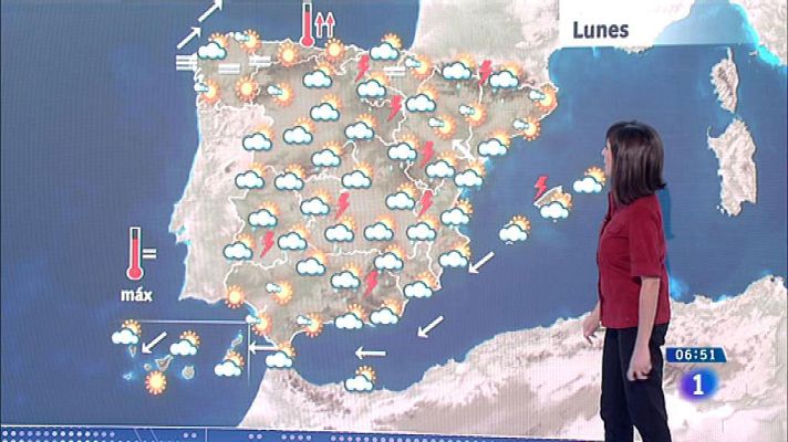 El tiempo - Este lunes habrá tormentas fuertes en el área mediterránea y puntos de la mitad sur