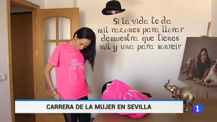 Telediario 1 - Más de 10.000 mujeres se han sumado a la marea rosa en la capital hispalense