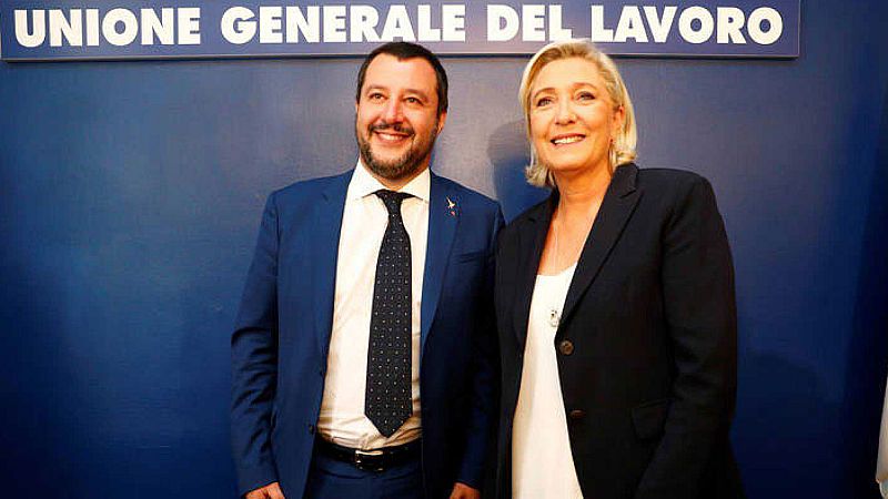 Los dos líderes ultraderechistas, el italiano Mateo Salvini y la francesa Marine Le Pen, se han reunido en Roma 