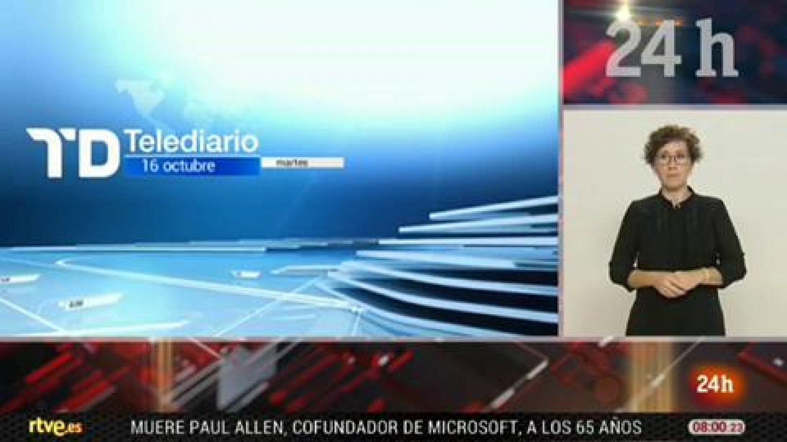 Telediario 1: Telediario - 8 horas - 16/10/18 - Lengua de signos | RTVE Play