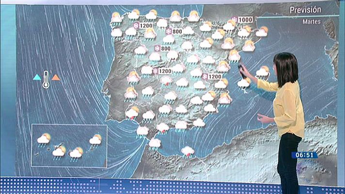 El tiempo - Un nuevo frente deja precipitaciones y tiempo muy inestable en Andalucía y Sistema Central y nevadas en el noroeste