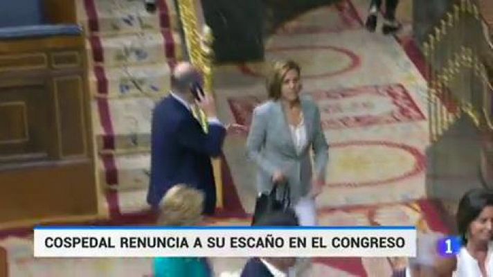 Telediario 1 - Cospedal renuncia a su escaño y asume que se equivocó al pedir a su marido "que ayudara al PP"