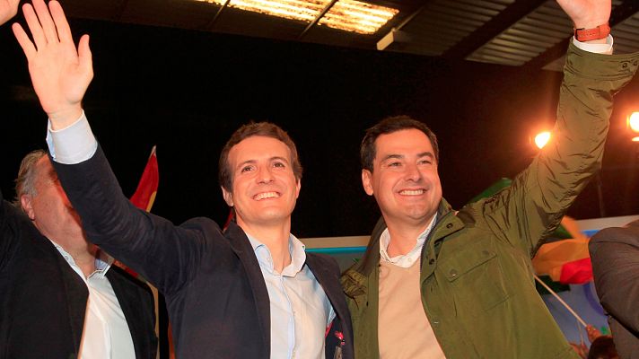 Telediario 1 - Casado critica que el resto de partidos han apoyado "siempre" al PSOE en Andalucía