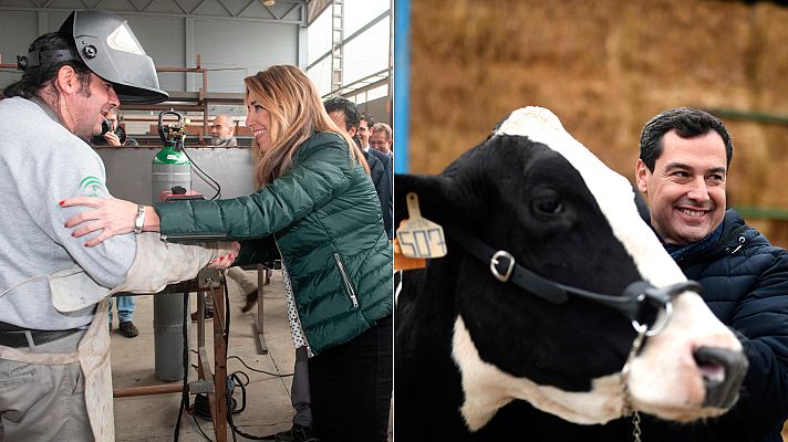 Telediario 1 - Elecciones andaluzas: Pidiendo el voto entre constructores, ganaderos y campanas