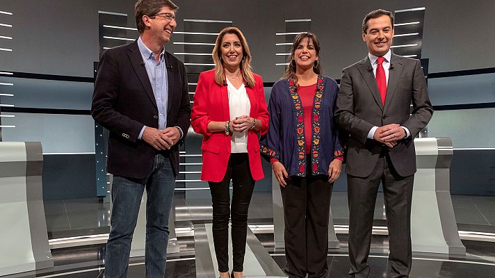 Telediario 1 - Díaz alerta de la posible coalición PP, Cs y Vox en un debate que no aclara los posibles pactos tras las elecciones