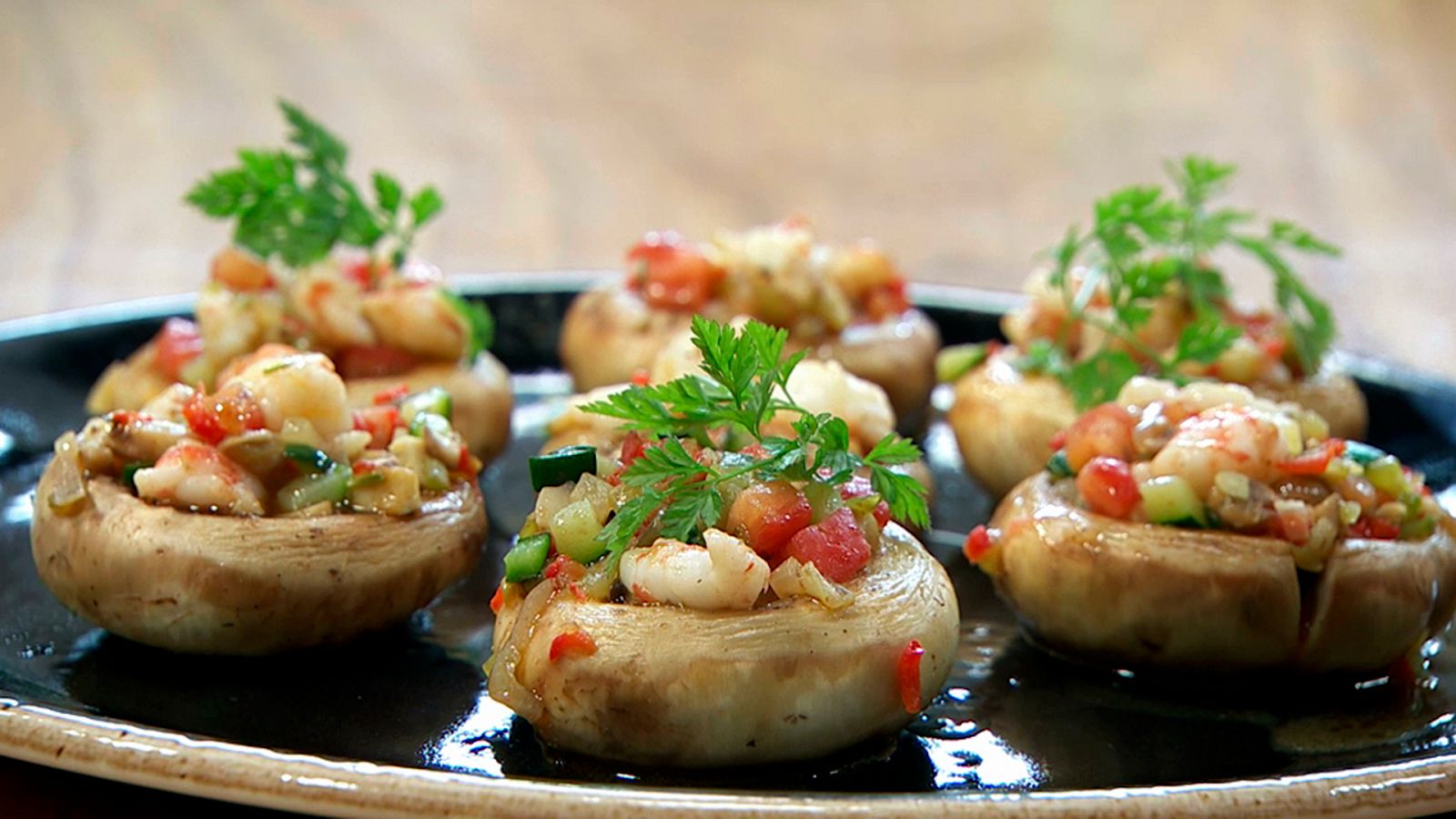 Torres en la cocina - Champiñones rellenos de langostinos