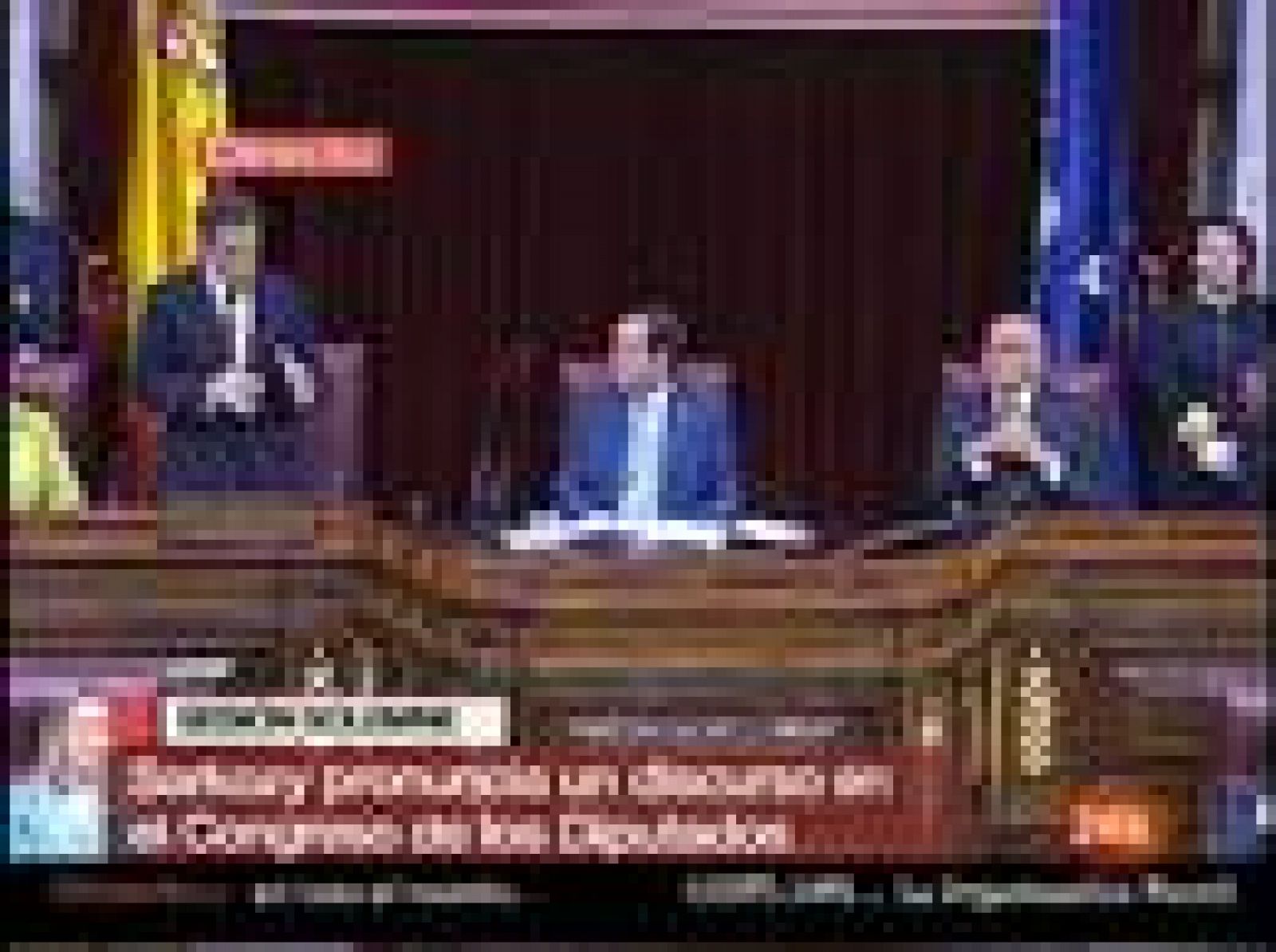Discursos de Bono y Sarkozy en el Congreso de los Diputados.