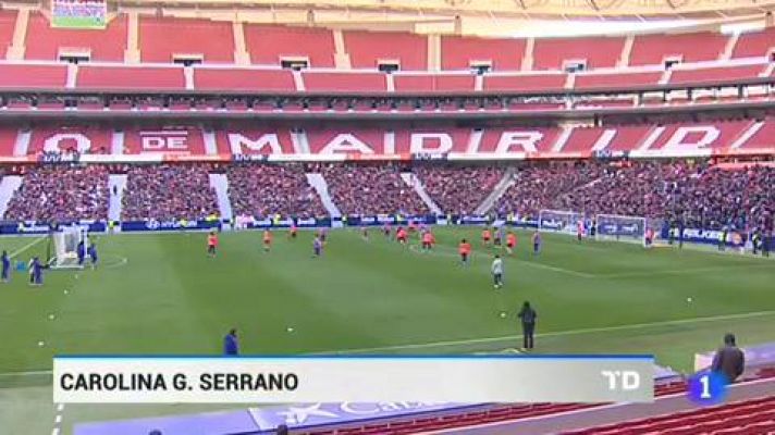Telediario 1 - Los hinchas atléticos dan calor a sus jugadores