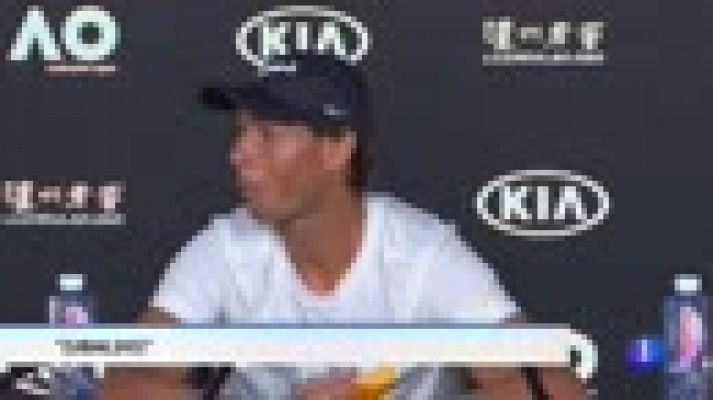 Telediario 1 - Nadal bromea con un periodista que se quedó dormido durante la rueda de prensa