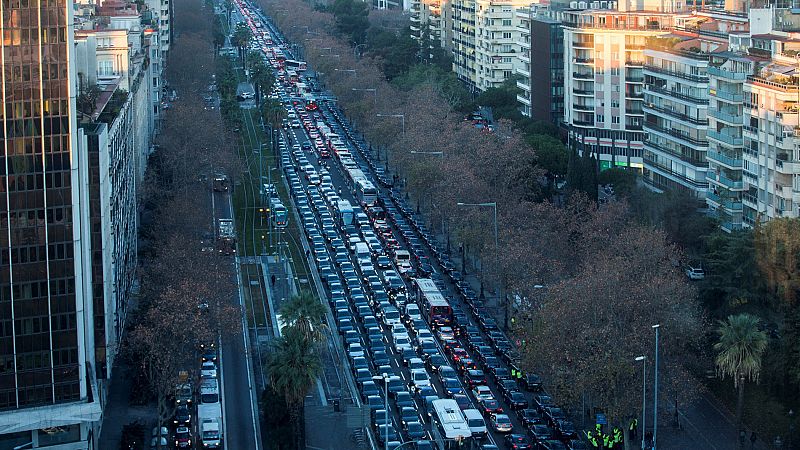 Las protestas de los taxistas en Barcelona a vista de dron
