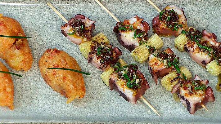 Brochetas de pulpo