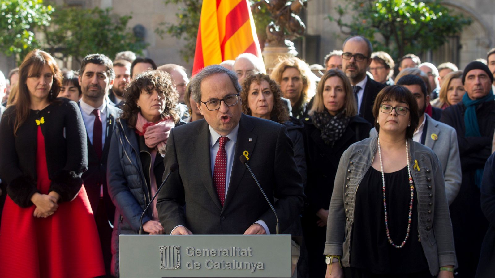 Torra pide a los catalanes apoyar a los presos desde la serenidad: "Nos juzgan a todos"   
