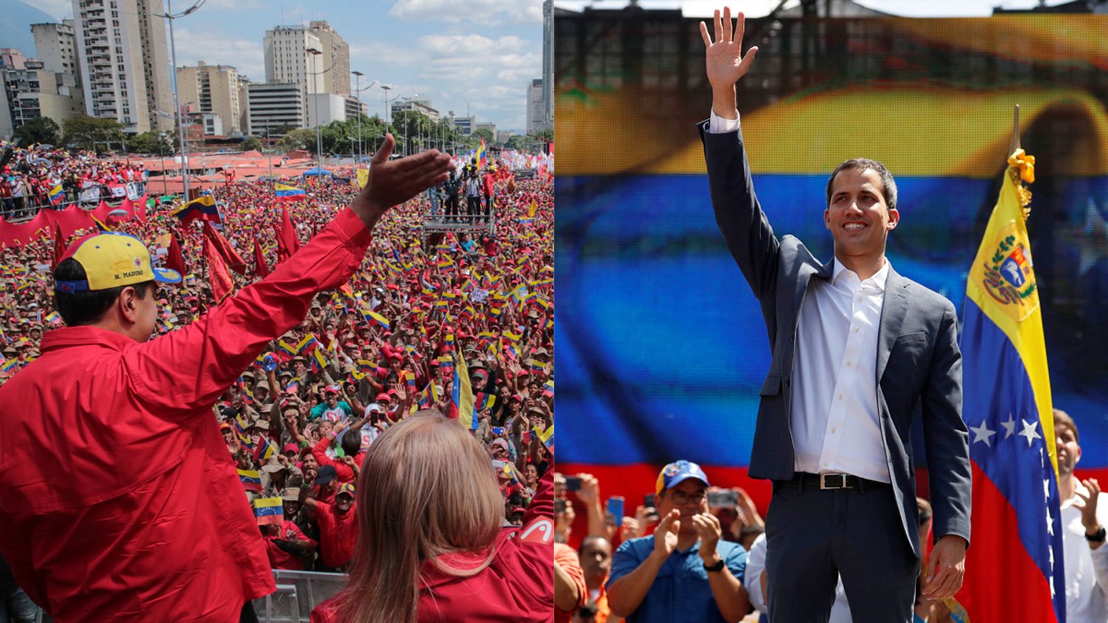 Telediario 1: Manifestaciones multitudinarias en Caracas a favor y en contra de Maduro, cuando se cumplen 20 años de chavismo | RTVE Play