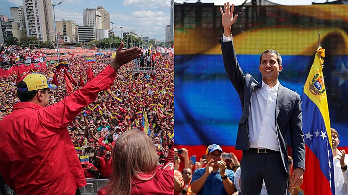 Manifestaciones multitudinarias en Caracas a favor y en contra de Maduro, cuando se cumplen 20 años de chavismo
