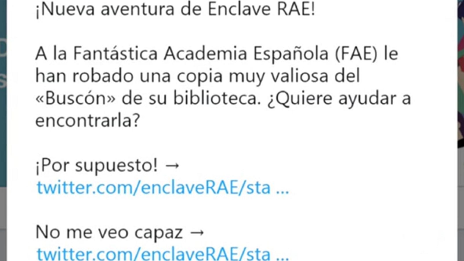 Telediario 1: La RAE propone buscar 'El Buscón' de Quevedo en un juego de Twitter | RTVE Play