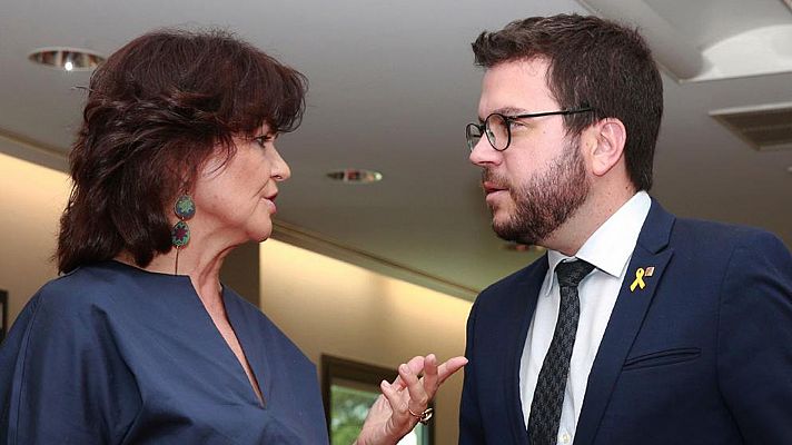Carmen Calvo y Pere Aragonés se echan mutuamente la culpa del paro de la negociación
