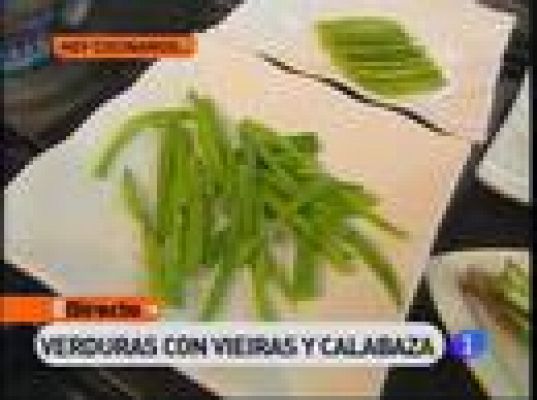 Verduras con vieiras y calabaza