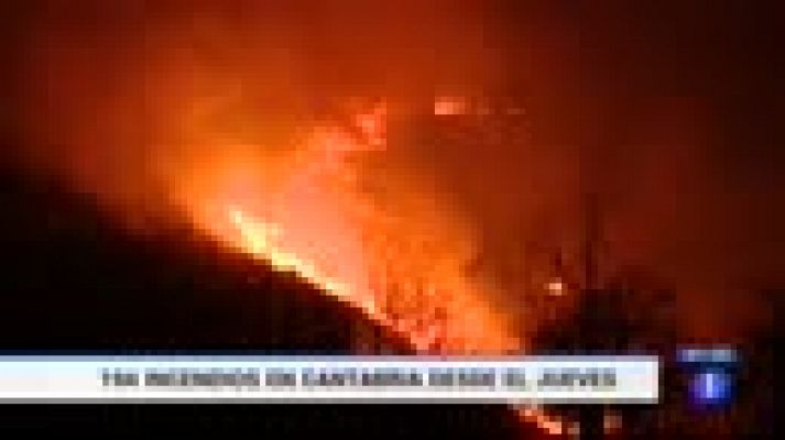 Telediario 1 - Continúa la lucha contra los incendios en Cantabria