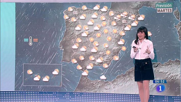 Hoy, cielos nubosos en península, Ceuta y Melilla y lluvias en Cantábrico