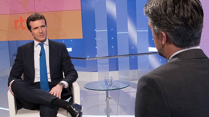 Telediario 1 - Pablo Casado asegura que "en Cataluña hay kale borroka"