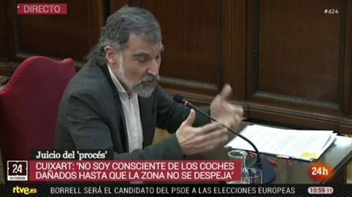 Cuixart acusa a la Fiscalía de usar un "hecho menor" como los daños en los coches para acusarles de rebelión