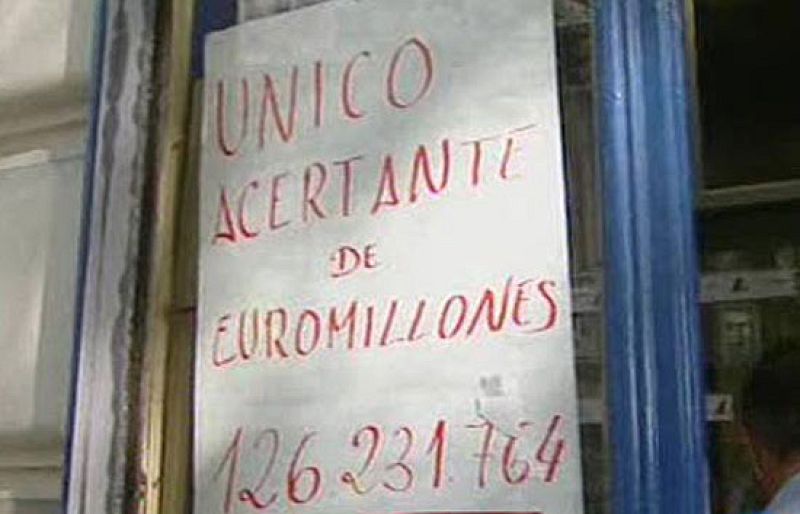 Con un boleto validado en esta administración de la calle Alcalá, en pleno centro de Madrid, una persona se ha embolsado 126 millones de euros al ganar el sorteo del euromillón.