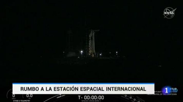Telediario 1 - SpaceX lanza su primera cápsula diseñada para trasportar tripulación rumbo a la Estación Espacial Internacional