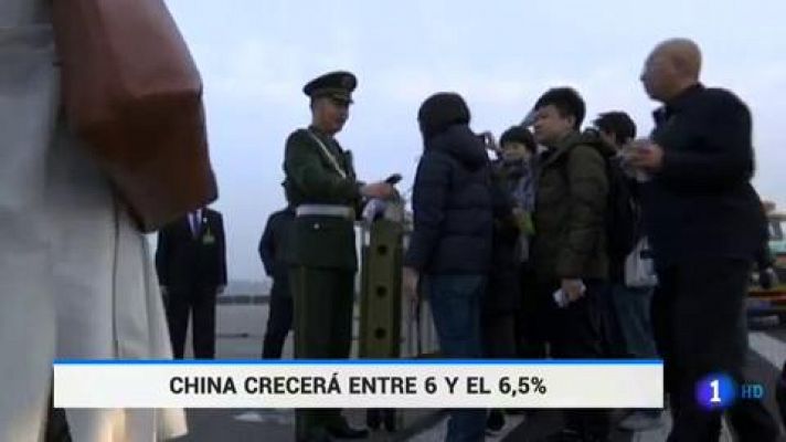 Telediario 1 - China crecerá entre el 6 y el 6,5 por ciento