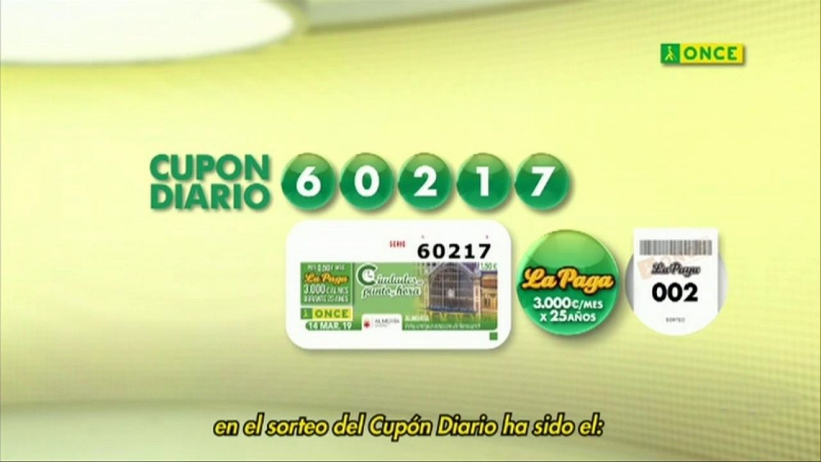 Sorteo ONCE - 14/03/19 - ver ahora