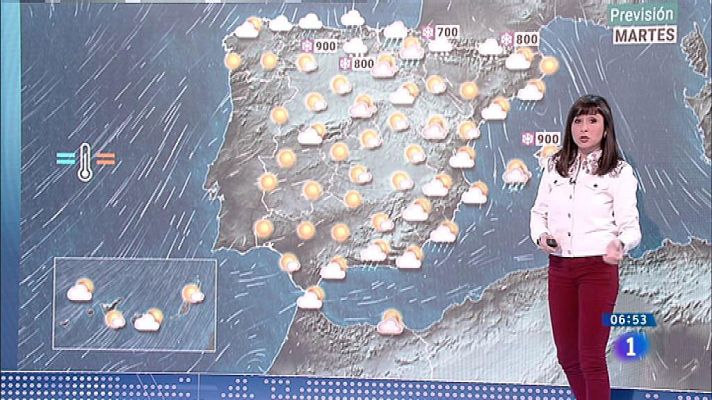 El tiempo - Hoy,temperaturas en descenso en el cuadrante sudeste peninsular y Baleares