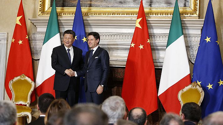 Telediario 1 - Italia firma un memorándum con China para colaborar en la 'Nueva Ruta de la Seda'