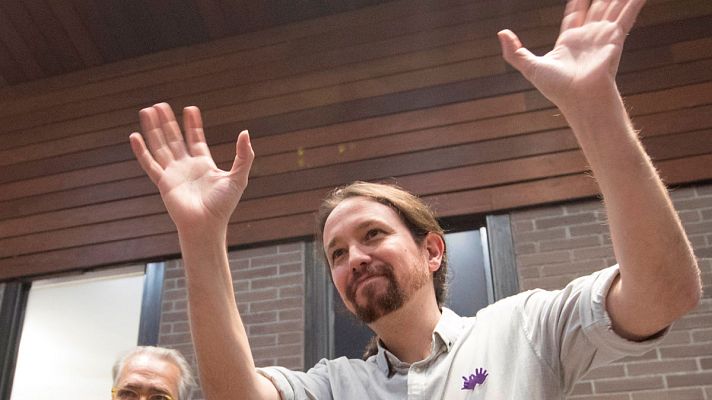 Telediario 1 - Pablo Iglesias regresa a la vida política tras la baja paternal con un acto de precampaña en Madrid