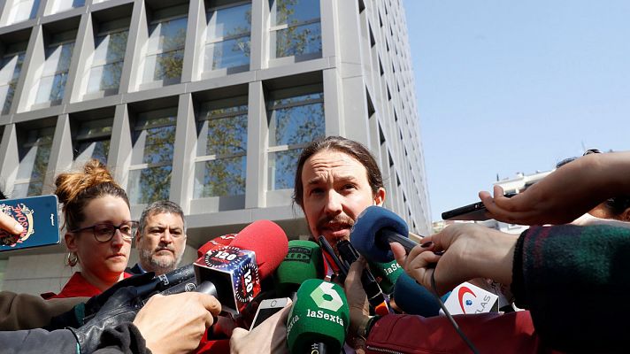 Telediario 1 - Pablo Iglesias comparece en la Audiencia Nacional como perjudicado en el caso Villarejo