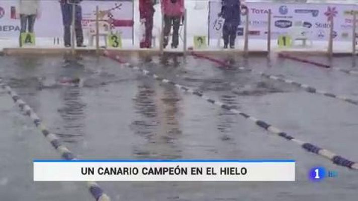 El canario Diego López, campeón del mundo de kilómetro a nado en aguas heladas