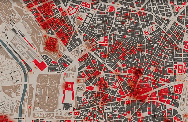 Mapa del Madrid bombardeado