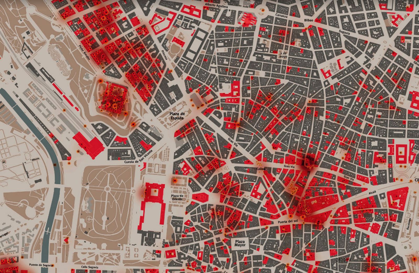 Mapa del Madrid bombardeado