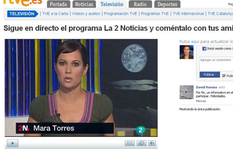 La 2 Noticias, en RTVE.es y Facebook