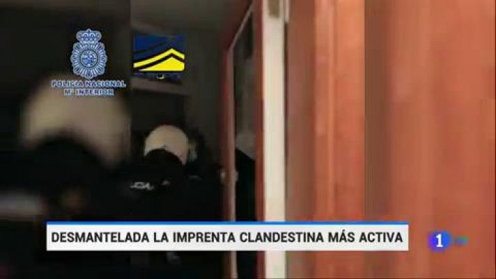Telediario 1 - Desmantelan la imprenta clandestina más activa de España
