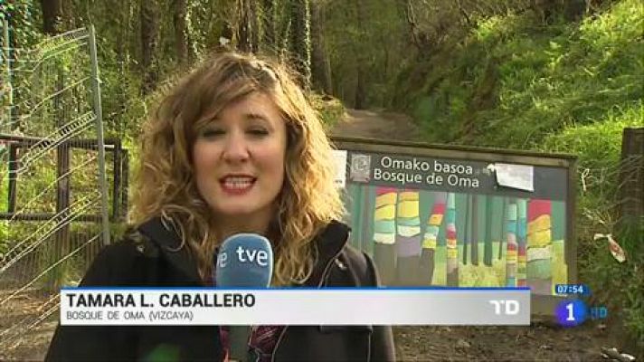 Telediario 1 - El Bosque de Oma pintado por Agustín Ibarrola se cierra al público por un hongo