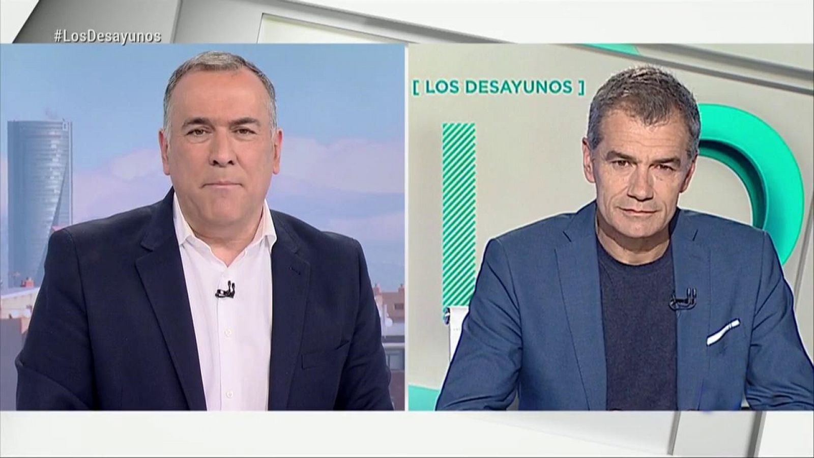 Los desayunos de TVE - Laura Duarte, candidata de PACMA a la presidencia del Gobierno y Toni Cantó, candidato de Ciudadanos a la presidencia de la Generalitat valenciana