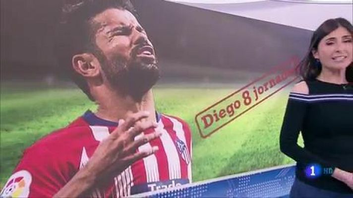 Telediario 1 - Diego Costa, sancionado con ocho partidos, no jugará lo que queda de LIga