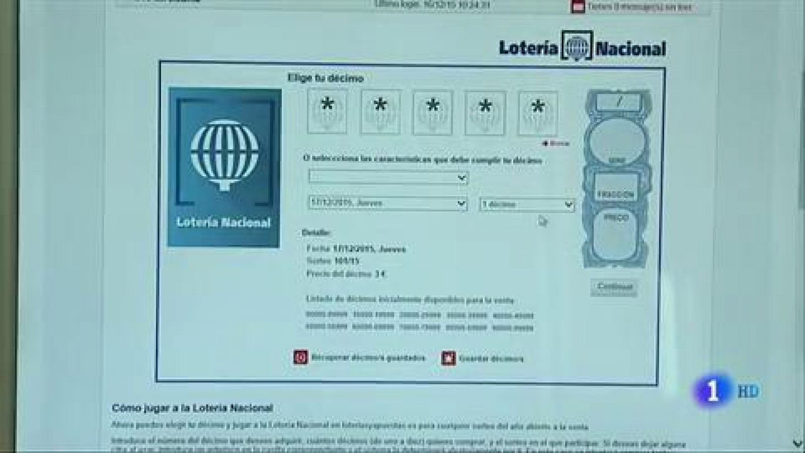 Telediario 1: Loterías y Apuestas del Estado tendrá que dejar de vender décimos por internet | RTVE Play