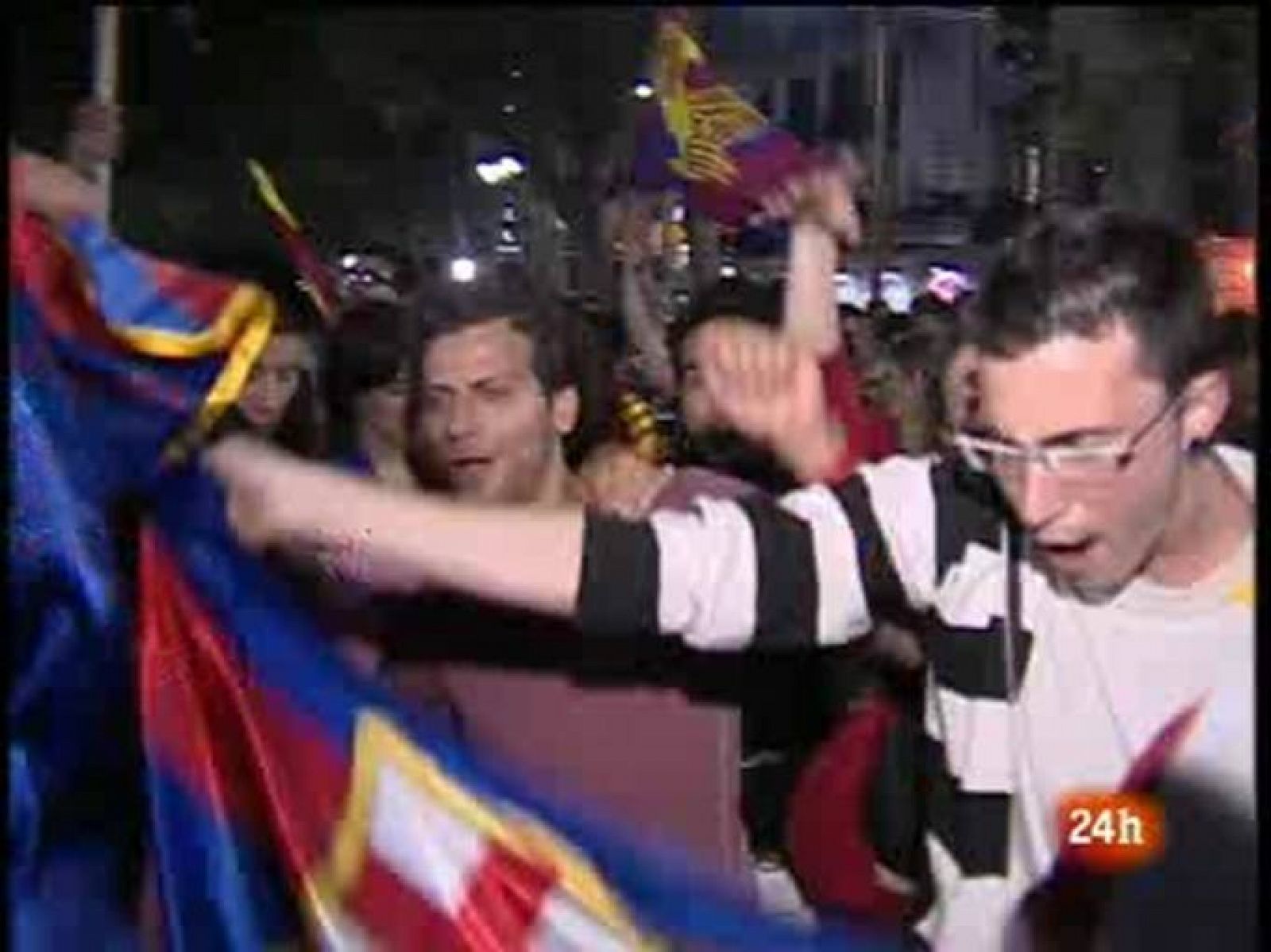Los aficionados del Barça celebran la Copa de Europa
